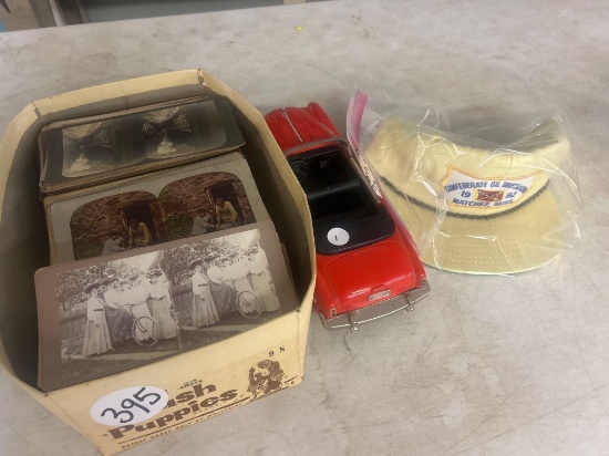 rebel flag confederate oil inrotational cap. made by Derby cap co. USA and 150 early stereo cards