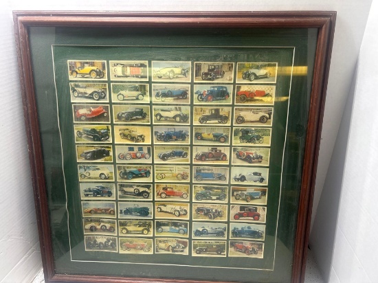 50 framed vintage automobile stamps