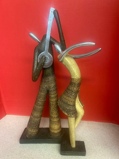 abstract mid century look, mixed media chrome SISAL stone look figures