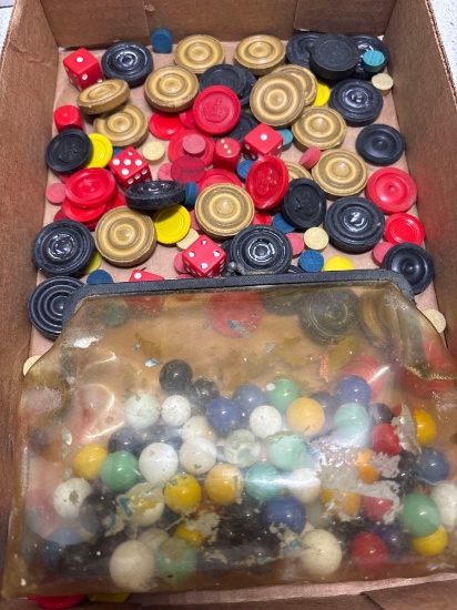 Marbles checker, and game markers