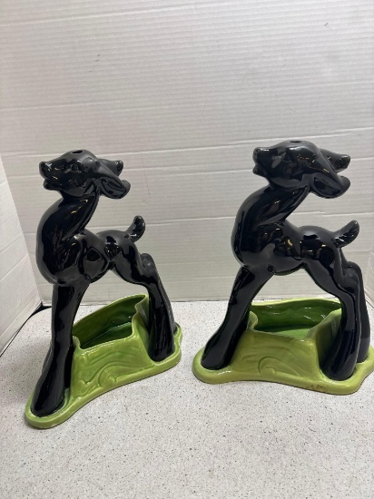 Mid-century deer planters 12 inches tall
