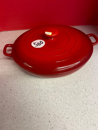 Red enamel cast iron technique Dutch oven