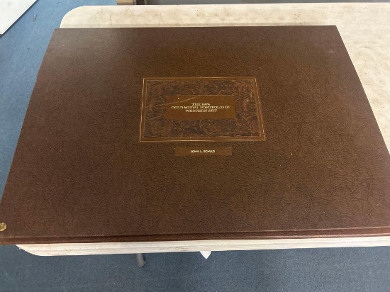 Franklin mint 1974 gold medal portfolio of western art, probably not complete