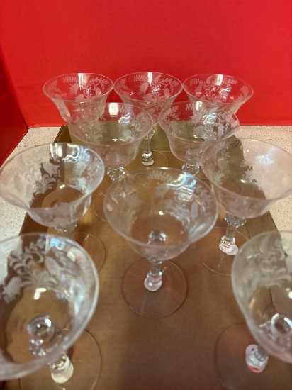 10 Tiffin fuchsia etched stems