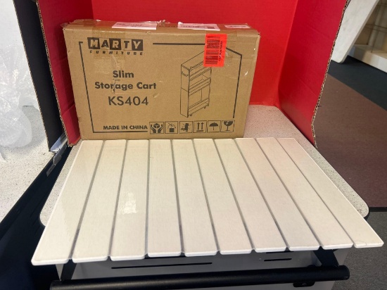 folding tray sheet and slim storage cart