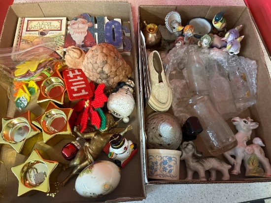porcelain animals, miniature glass bottles, more collectibles