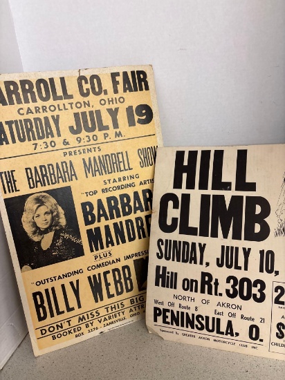 Posters Hill climb Peninsula, Ohio Carroll county fair
