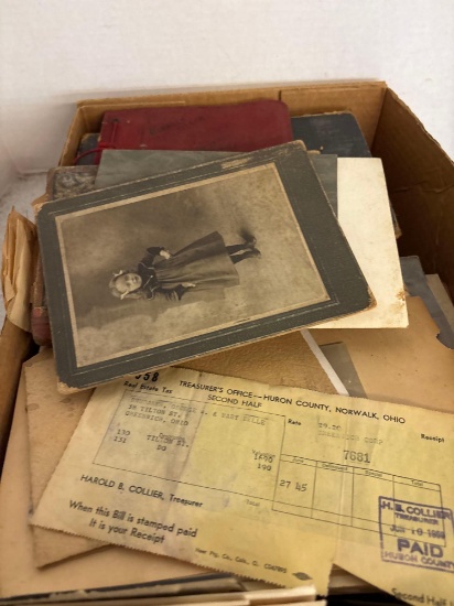 Vintage black-and-white photos paper ephemera