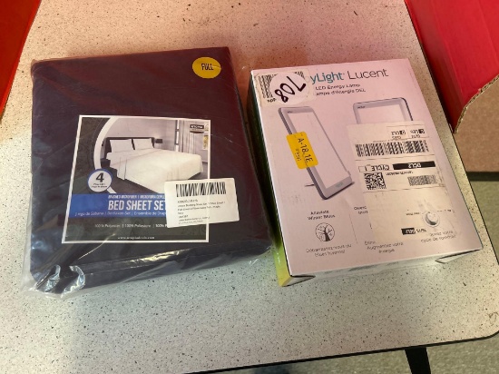 four piece full bedsheet set and LED energy lamp