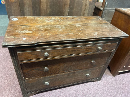 antique 3 drawer oak chest