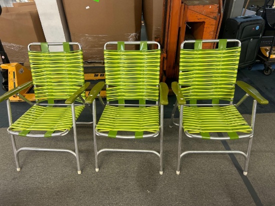 three green jelly tube aberneian finkel outside lounge chairs