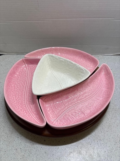 mid-century California pottery lazy Susan