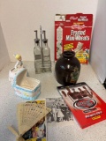 Nursery, planters, fan vinegar, oil bottle, etc.