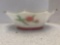White case glass bowl with hand painted roses