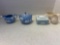 Wedgwood jasperware sugar and creamer and covered box, Belleek sugar and creamer