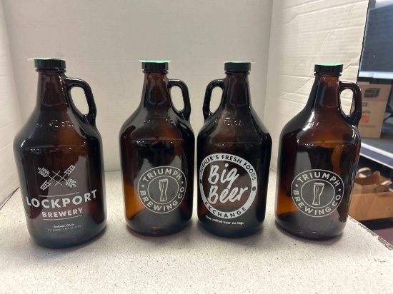 4 advertising Beer growlers, triumph, big beer, Lockport
