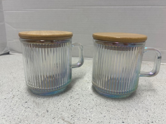 Glass lidded mugs