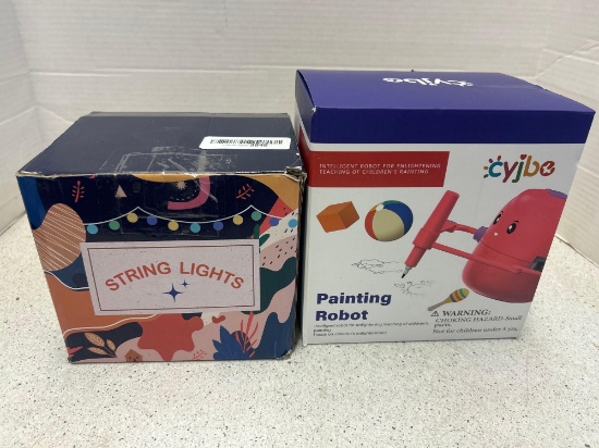 string lights and painting robot