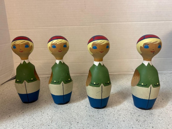 4 Swedish boy wooden napkin rings