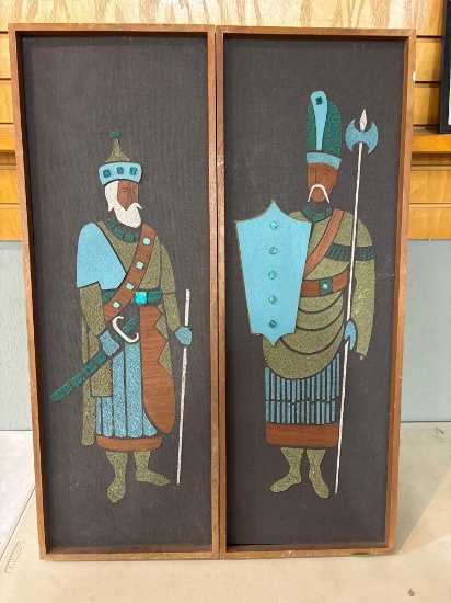 mid-century wall plaques 12 x 36