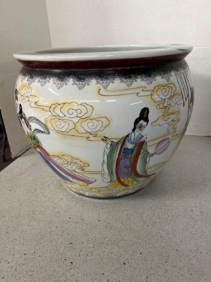 large vintage Chinese planter fish bowl