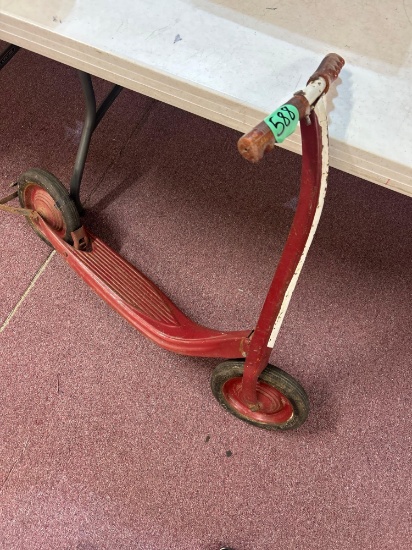 vintage red with white striped scooter