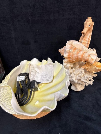 seahorse and seashells tabletop fountain