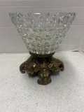 genuine monarch crystal decorative glass bowl with metal bass