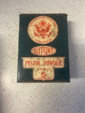 antique dupoint pistol powder, number 5, Full tin 8 ounce