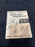 Schwinn lightweight bicycle manual circa 1960
