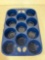 Blue enamel muffin pan cast iron