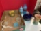 Glass, ashtrays, perfume bottles, blue glass oil lamp and more