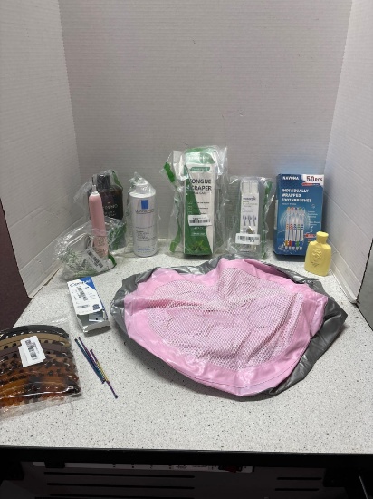 Dental Items, bath pillow, Hair clips, etc