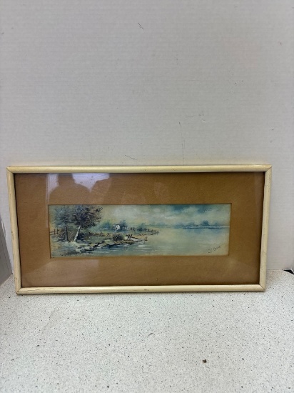 Antique Lakeside watercolor signed CC Greek