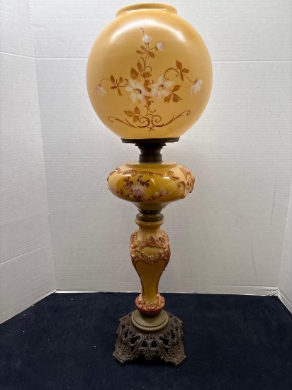 antique hurricane lamp, 25 inches tall