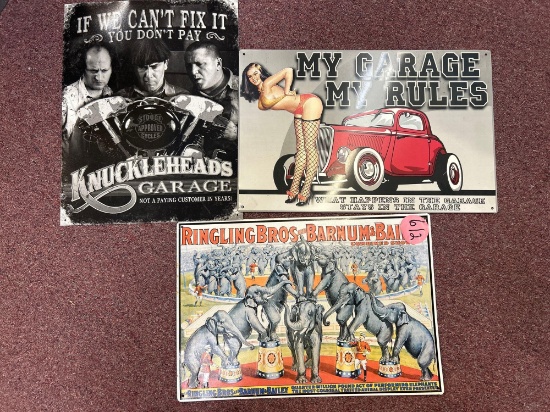metal garage signs