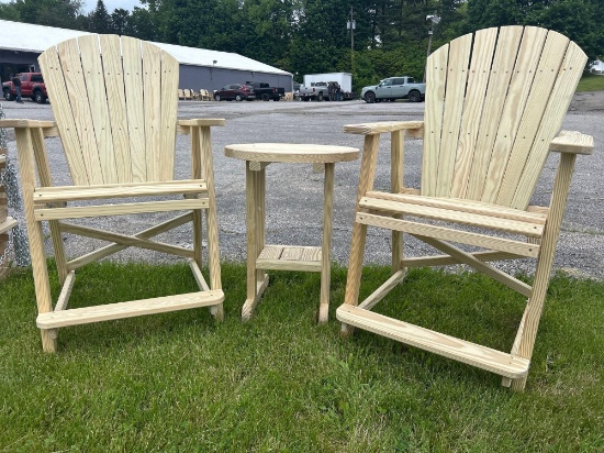 3 pc set High Top Balcony Lounger chairs w/ table
