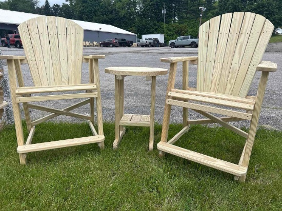3 pc set High Top Balcony Lounger chairs w/ table