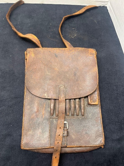 WWII German map case, Pebble finished leather