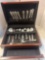 Oneida stainless silverware set in wooden box