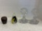 czech daisy cut perfume cruets, penguin blown glass art deco and owl weight