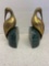 pair of midcentury brass egret book ends