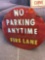 no parking anytime fire lane vintage sign metal