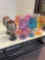 two stainless steel wine glass and 6 colorful plastic and more glass wine glasses