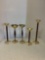 Mid-century brass and wood candleholders