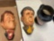 vintage chalk ware heads and mug