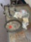 playskool on card pins, costume jewelry, Silver plate candle holder and tray