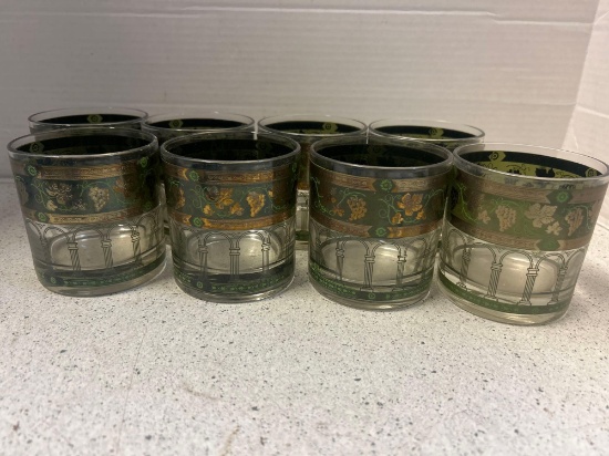 8 mid century old fashioned glasses