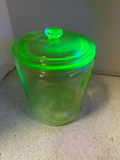 uranium glass cookie jar