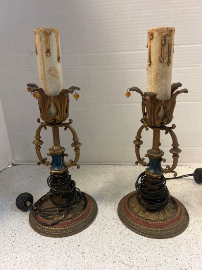 pair of 1920s gold painted boudoir lamps